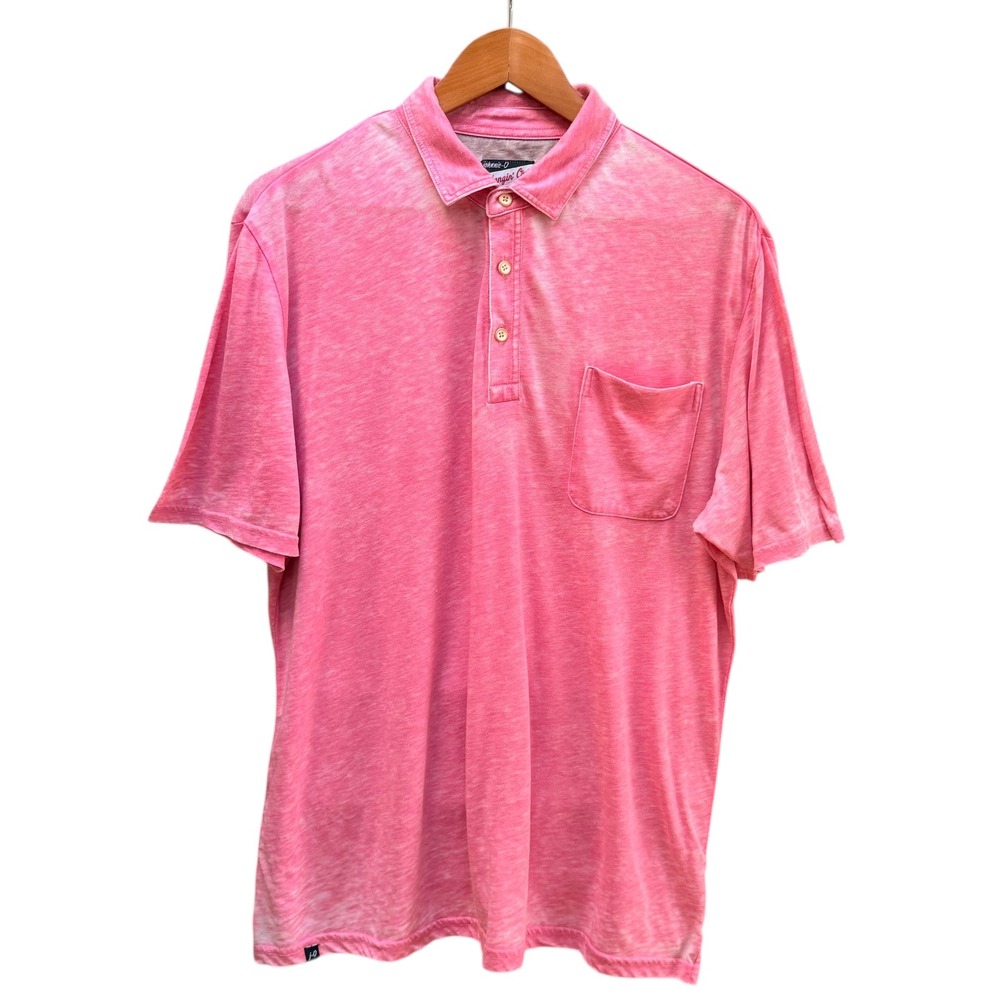 Johnnie-O Polo Shirt Mens Large Pink‎ Burnout Short Sleeve Casual Coastal Summer
